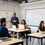 **

A collaborative workspace with diverse employees, some working on laptops and others brainstorming around a whiteboard. The atmosphere is open and transparent, with natural light and modern design. Emphasize teamwork, communication, and a sense of empowerment. Consider a "Silicon Valley" tech startup aesthetic.

**