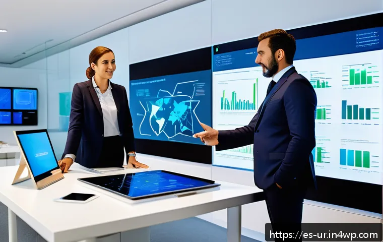 네트워크 조직 모델의 장단점 - A modern corporate office scene in Spain showcasing a diverse team of professionals collaborating ar...