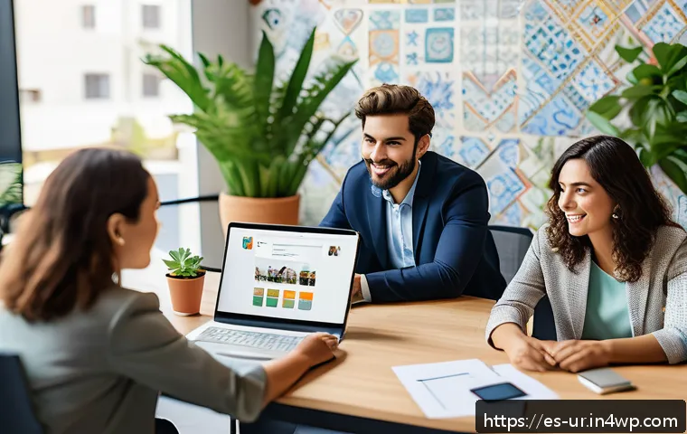 고객 중심의 네트워크 조직 설계 전략 - A modern, vibrant office environment with a diverse team of Spanish-speaking professionals actively ...