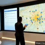Home 23 네트워크 조직 설계에서의 디지털 트랜스포메이션 - Photorealistic digital transformation workshop in a modern Madrid business hub, diverse Spanish and ...